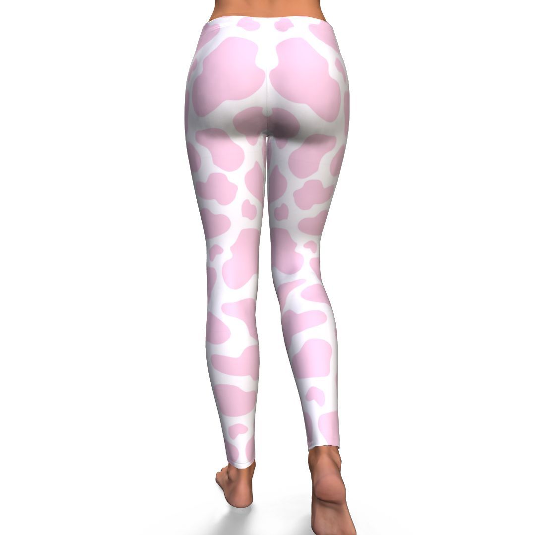 Pink Cow Pattern Print Pattern Women Leggings-grizzshop