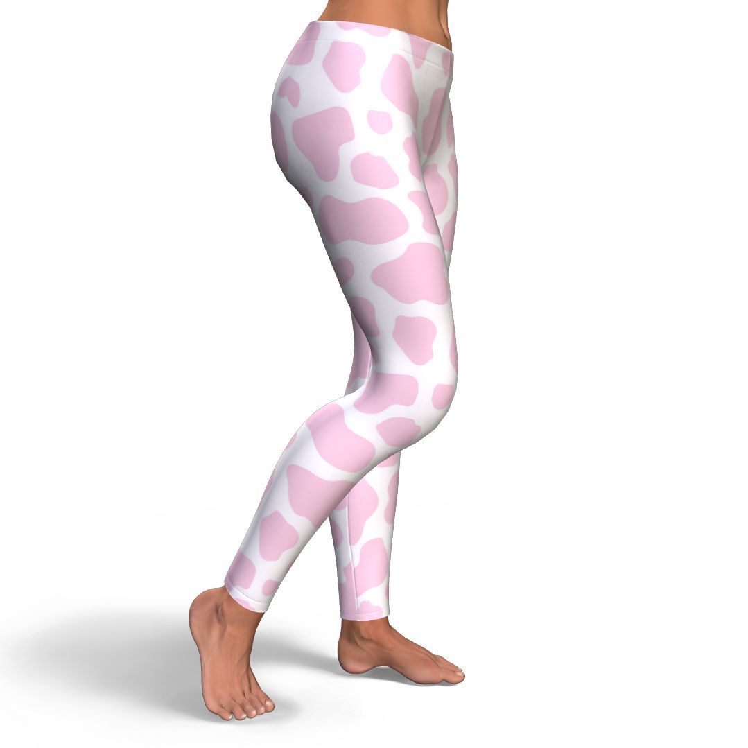 Pink Cow Pattern Print Pattern Women Leggings-grizzshop