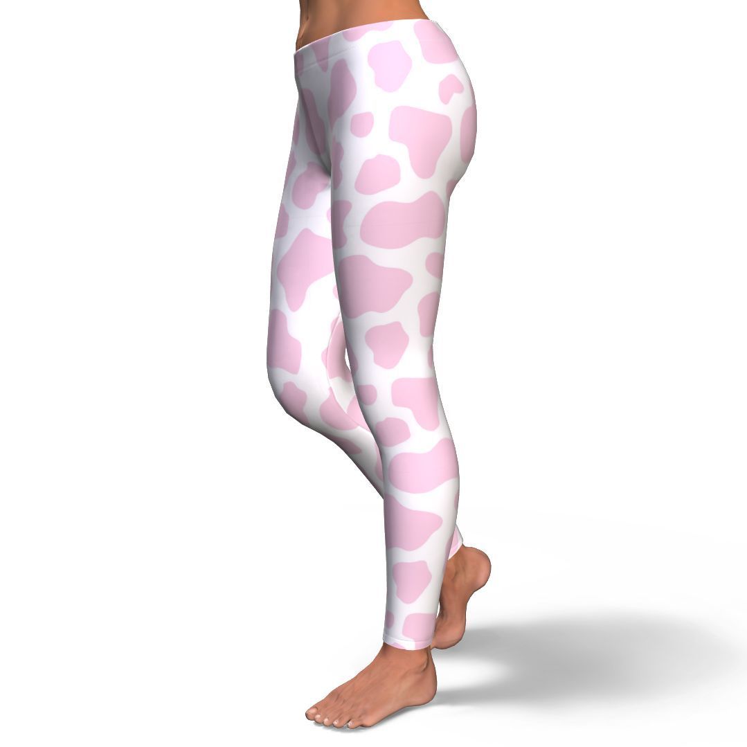 Pink Cow Pattern Print Pattern Women Leggings-grizzshop