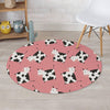 Pink Cow Pattern Print Round Rug-grizzshop