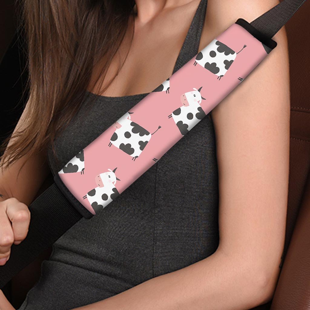 Pink Cow Pattern Print Seat Belt Cover-grizzshop