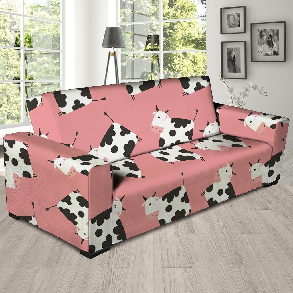 Pink Cow Pattern Print Sofa Cover-grizzshop