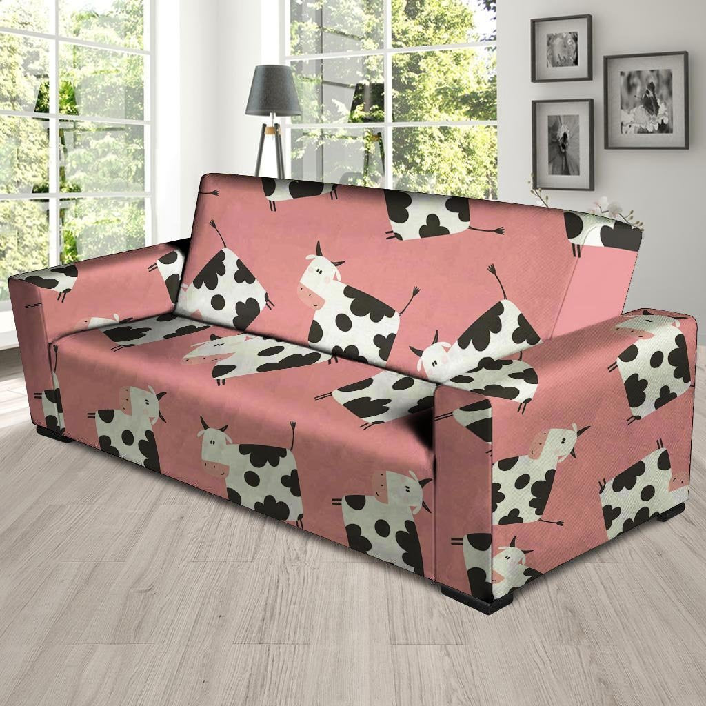 Pink Cow Pattern Print Sofa Cover-grizzshop