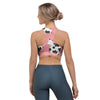 Pink Cow Pattern Print Sports Bra-grizzshop