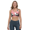 Pink Cow Pattern Print Sports Bra-grizzshop