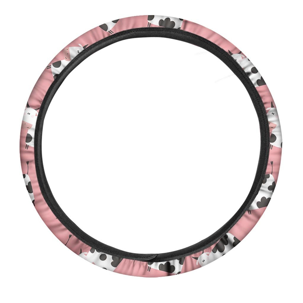 Pink Cow Pattern Print Steering Wheel Cover-grizzshop