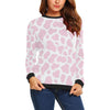 Pink Cow Pattern Print Women Crewneck Sweatshirt-grizzshop