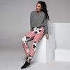 Pink Cow Pattern Print Women's Joggers-grizzshop