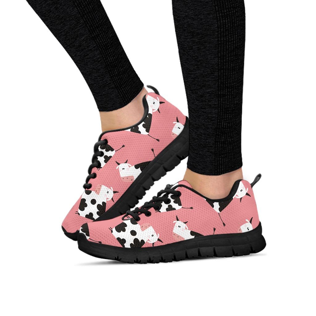 Pink Cow Pattern Print Women's Sneakers-grizzshop