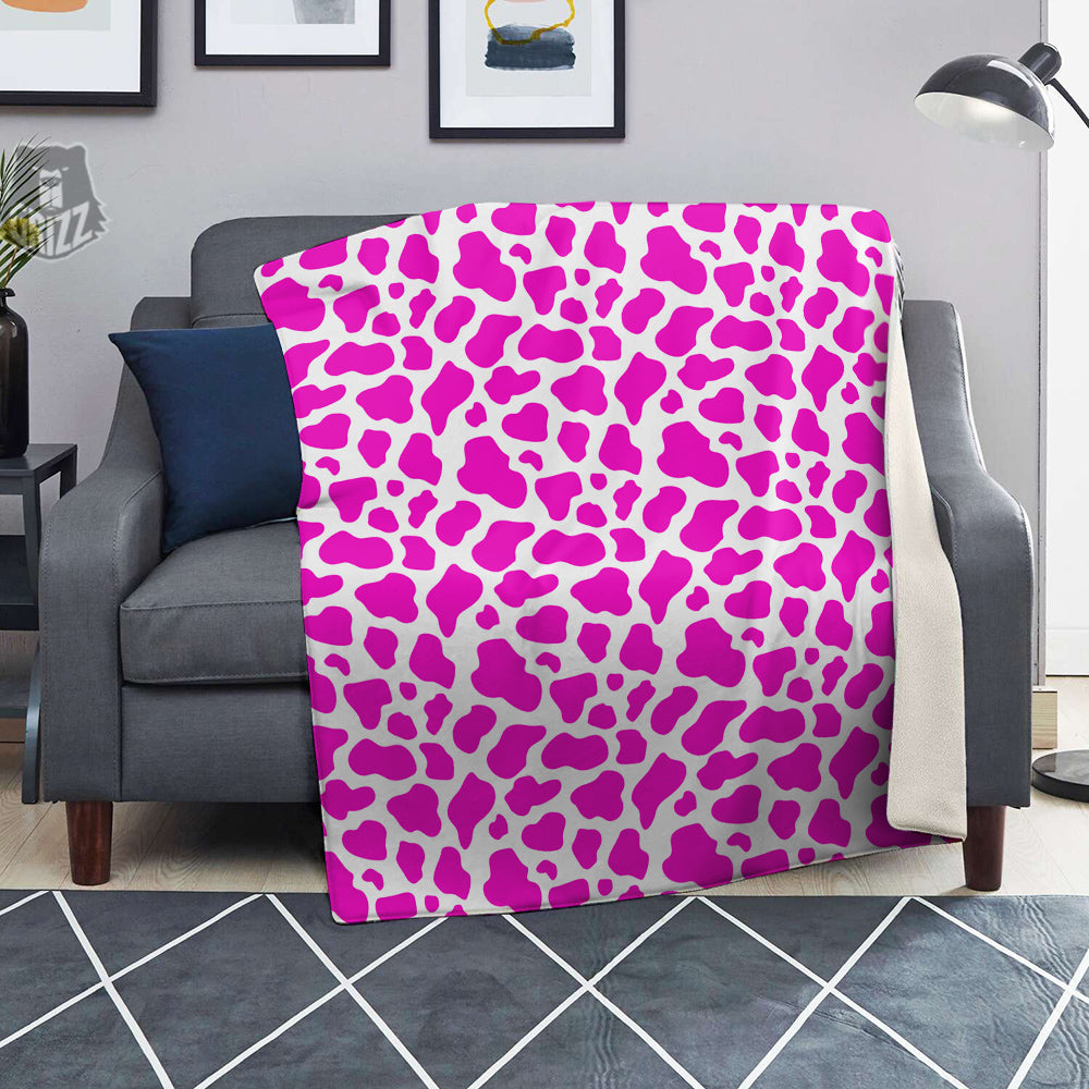 Pink Cow Print Pattern Blanket-grizzshop