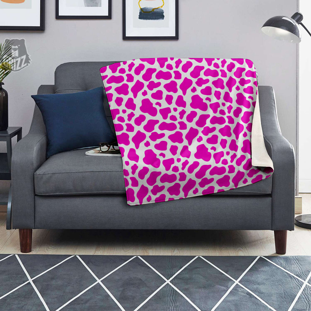 Pink Cow Print Pattern Blanket-grizzshop