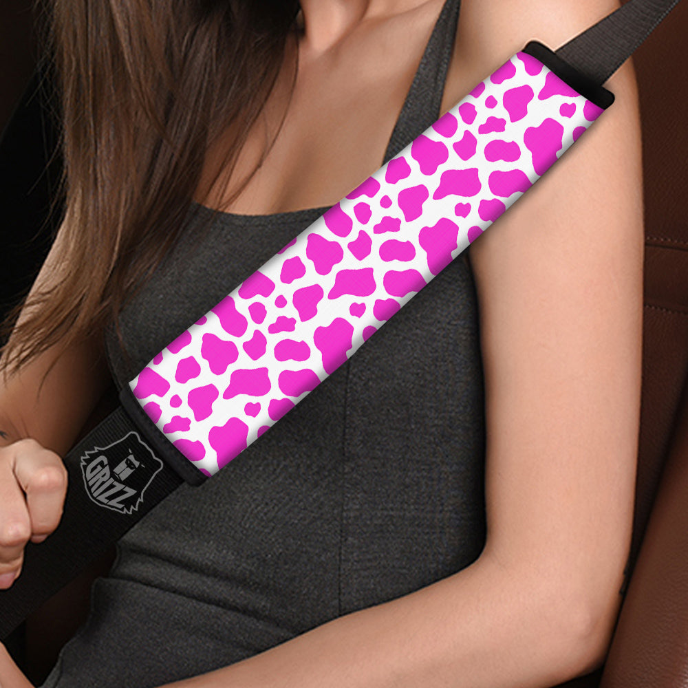 Pink Cow Print Pattern Car Seat Belt Cover-grizzshop