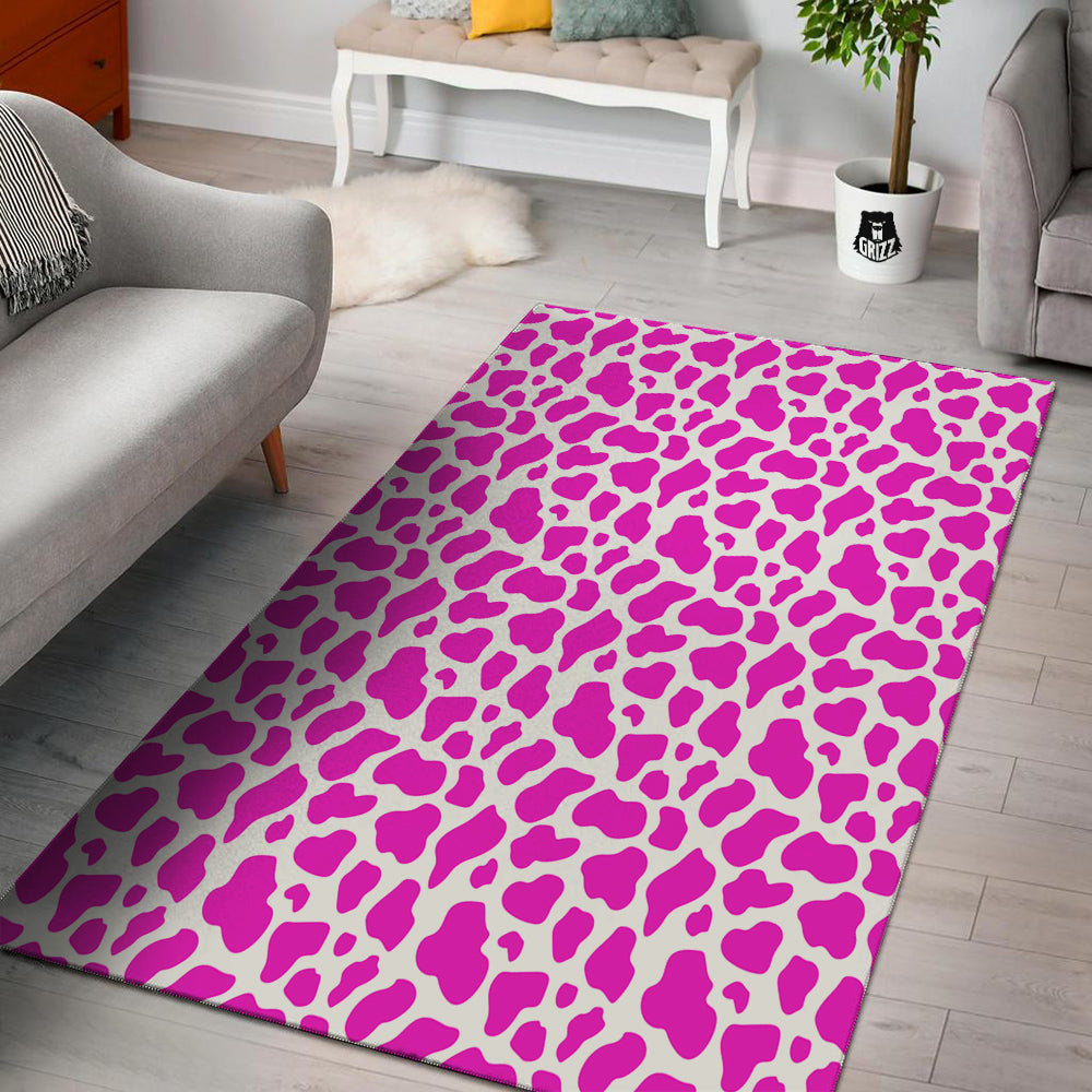 Pink Cow Print Pattern Floor Mat-grizzshop