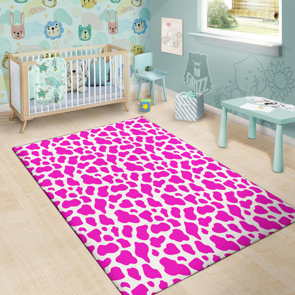 Pink Cow Print Pattern Floor Mat-grizzshop