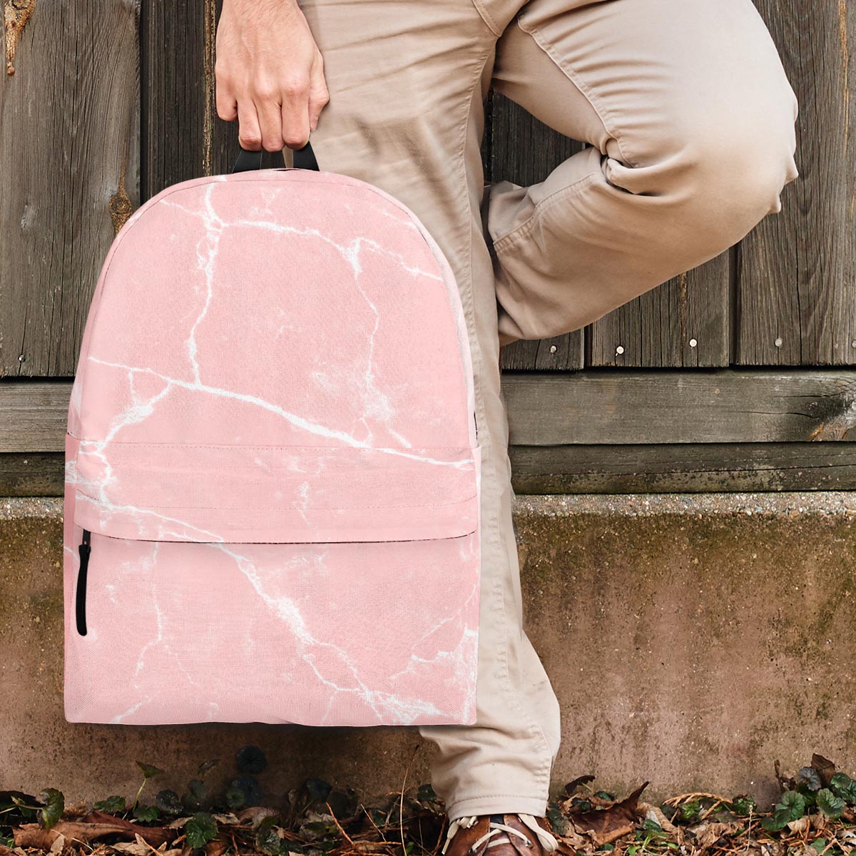 Pink Cracked Marble Backpack-grizzshop