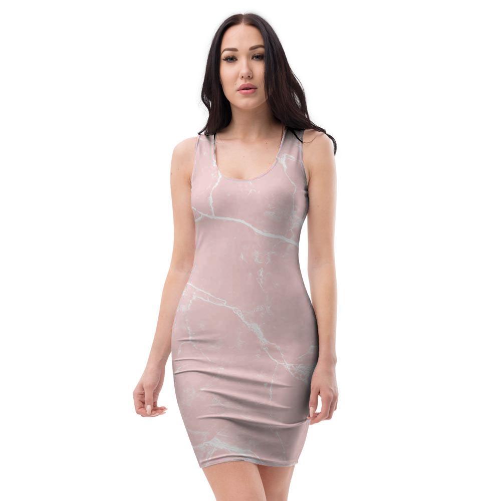 Pink Cracked Marble Bodycon Dress-grizzshop