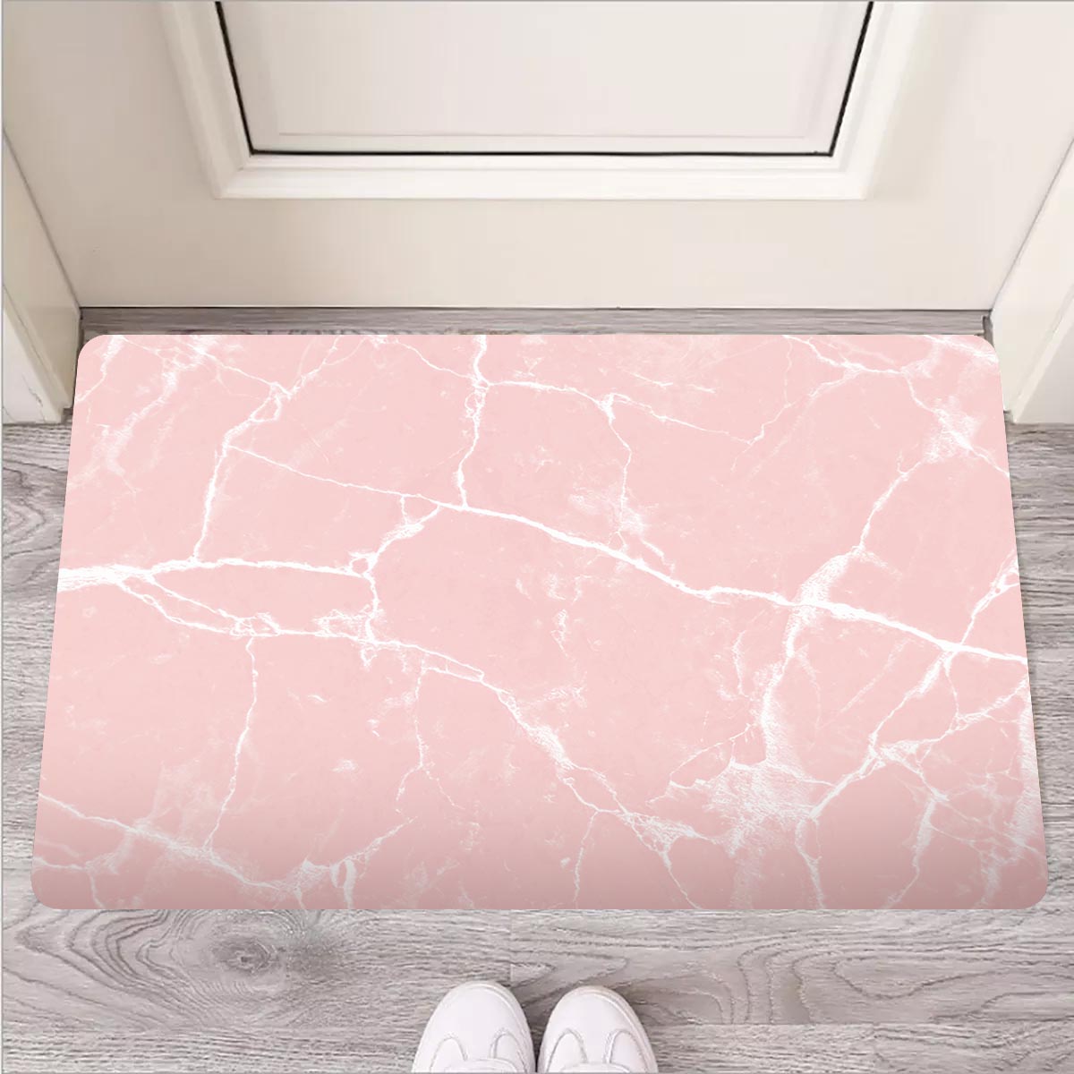 Pink Cracked Marble Door Mat-grizzshop