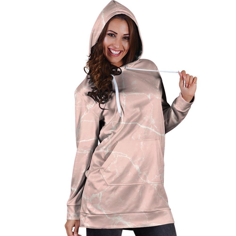 Pink Cracked Marble Hoodie Dress-grizzshop