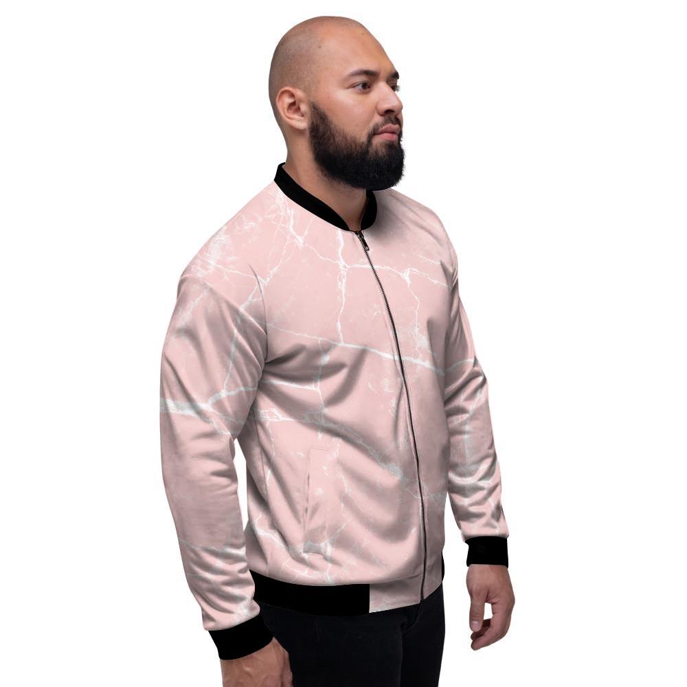 Pink Cracked Marble Men's Bomber Jacket-grizzshop