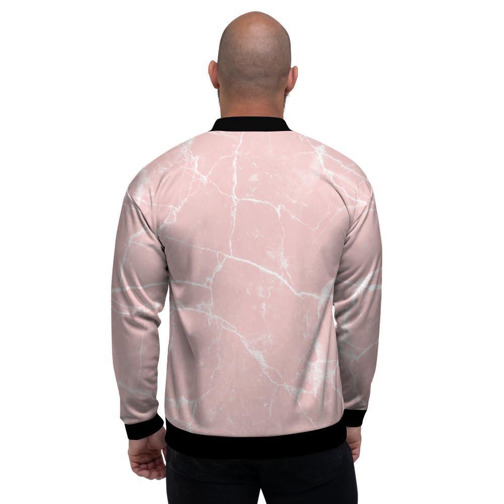 Pink Cracked Marble Men's Bomber Jacket-grizzshop