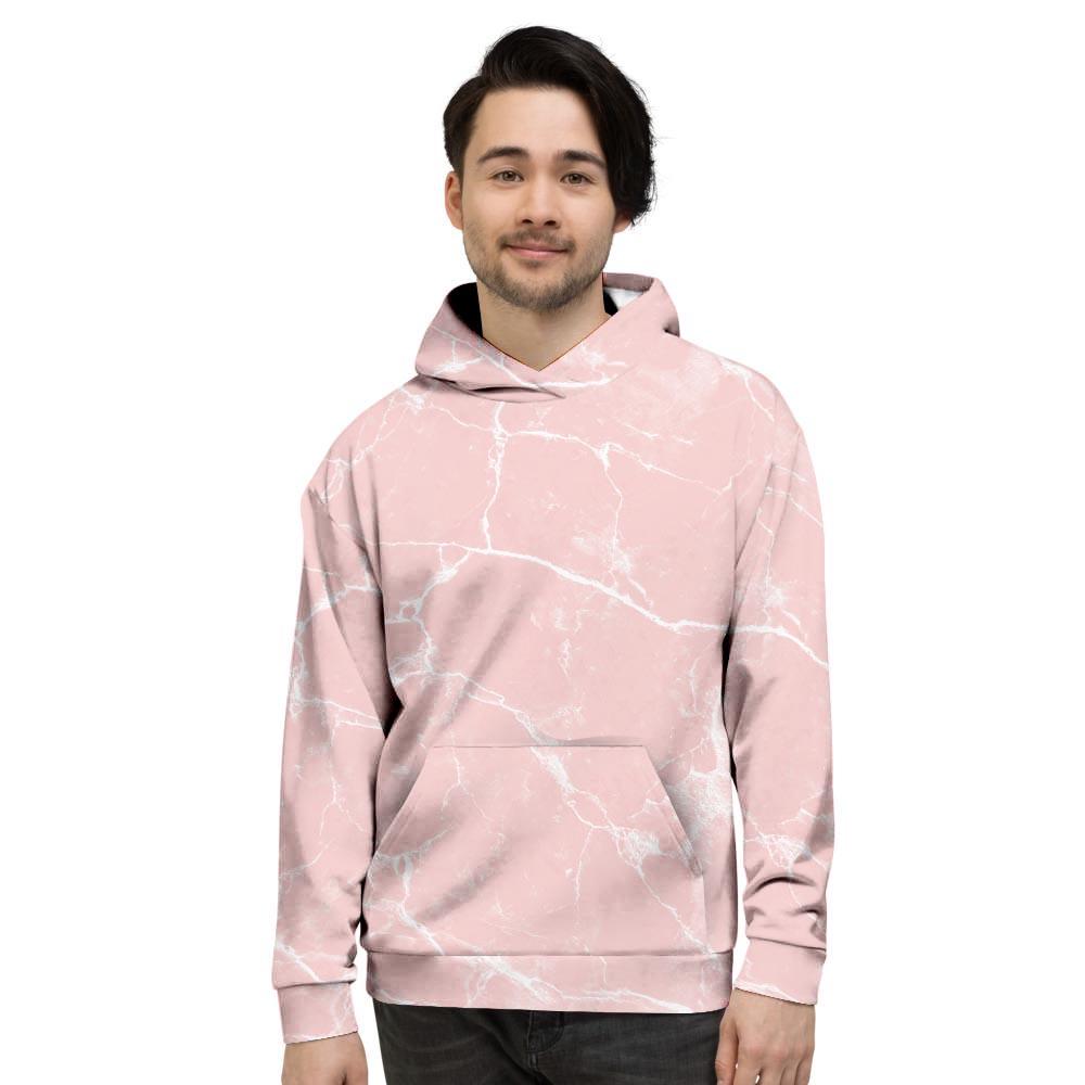 Pink Cracked Marble Men's Hoodie-grizzshop