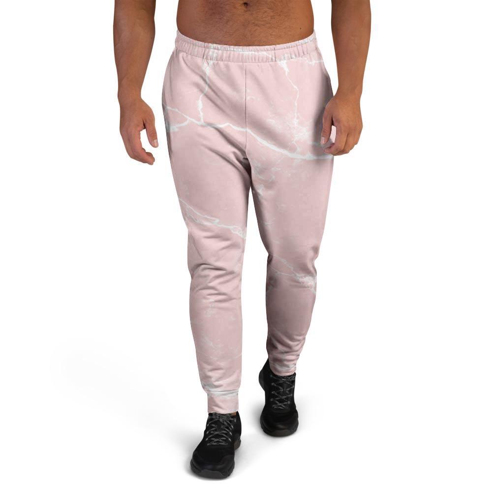 Pink Cracked Marble Men's Joggers-grizzshop