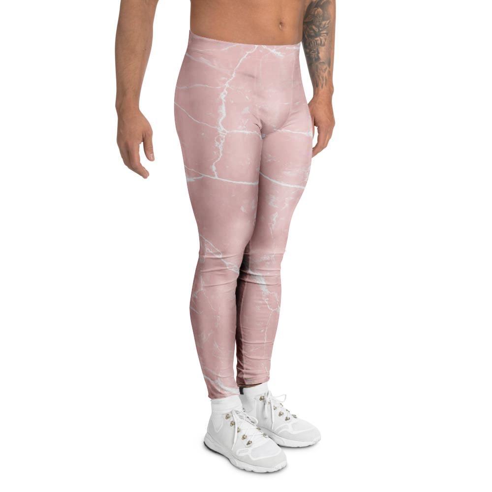 Pink Cracked Marble Men's Leggings-grizzshop