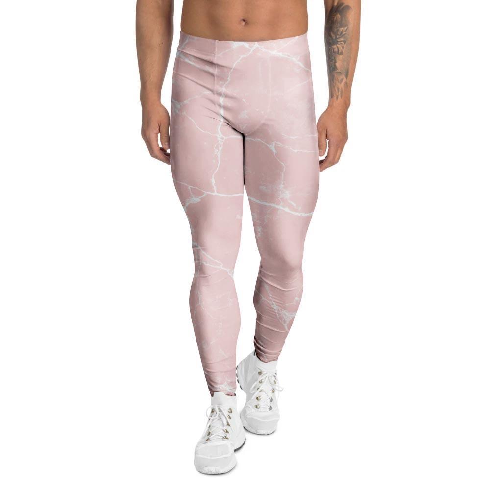 Pink Cracked Marble Men's Leggings-grizzshop