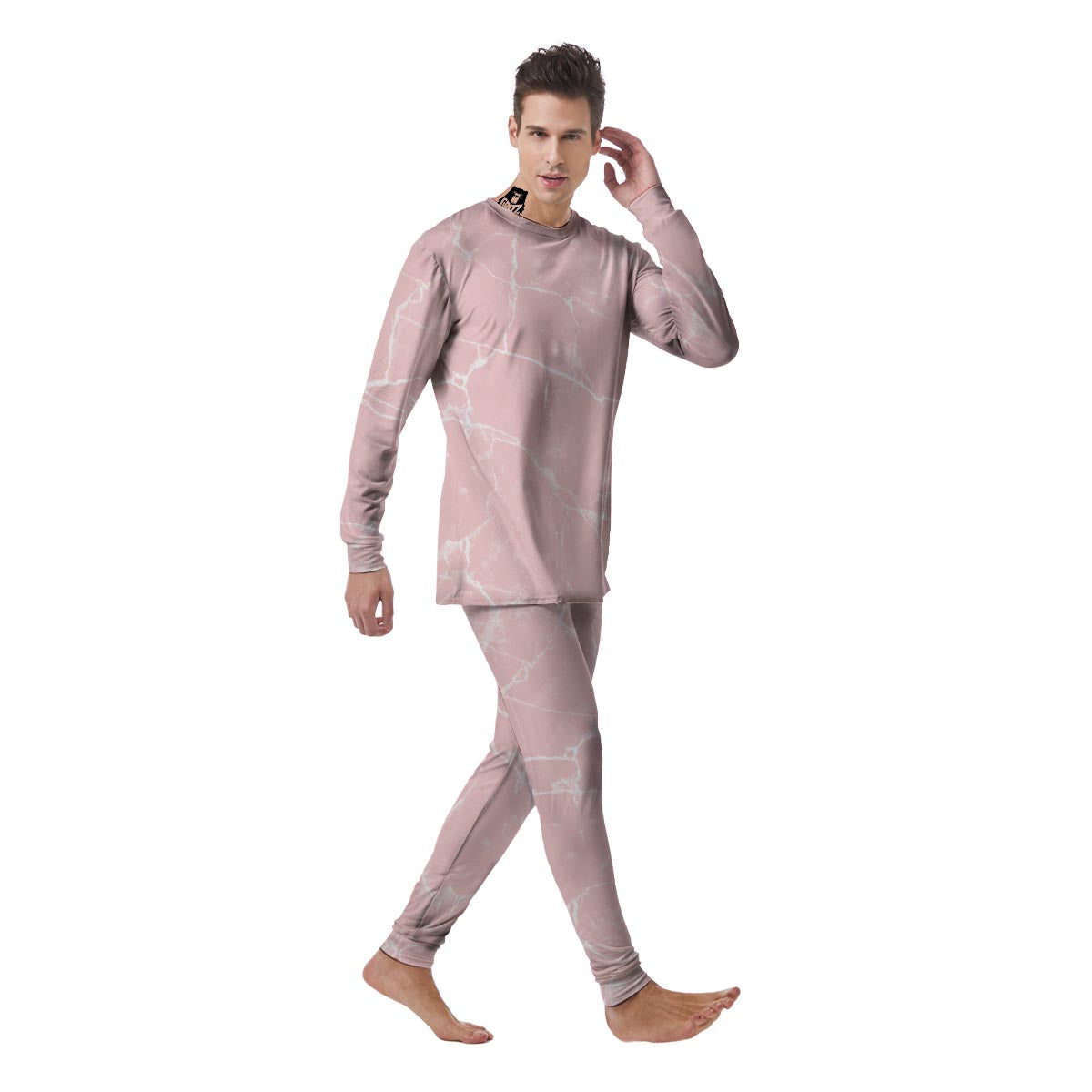 Pink Cracked Marble Men's Pajamas-grizzshop