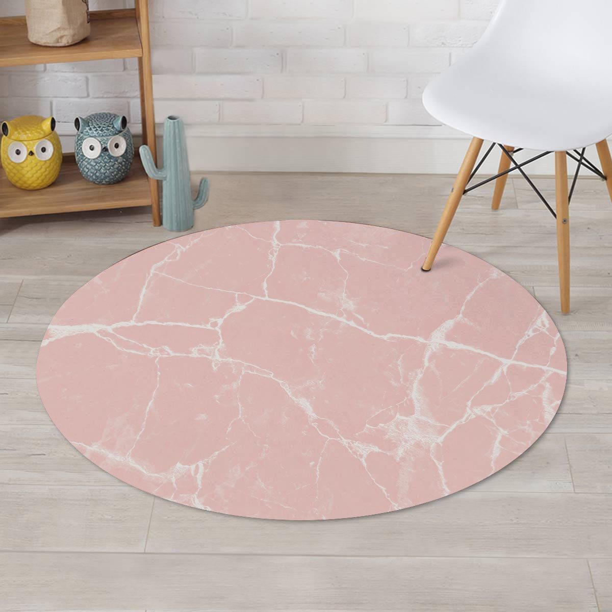 Pink Cracked Marble Round Rug-grizzshop