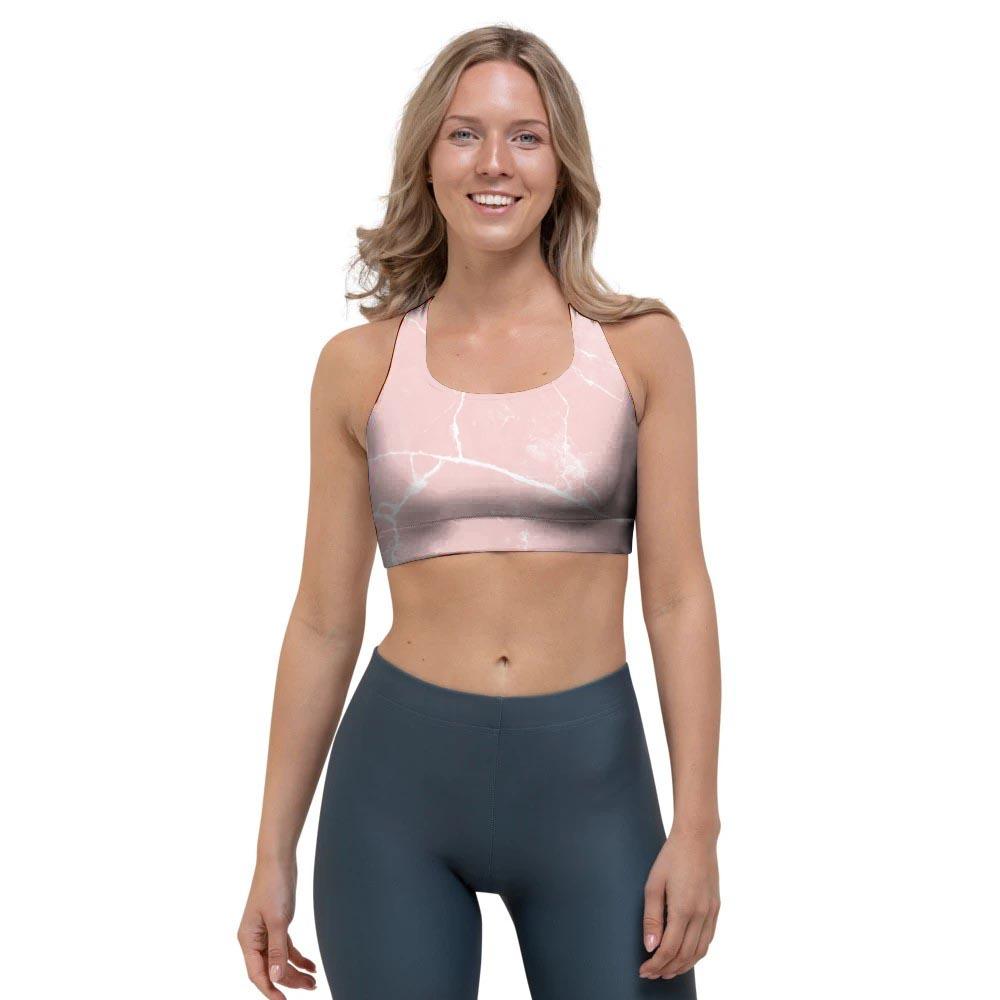 Pink Cracked Marble Sports Bra-grizzshop