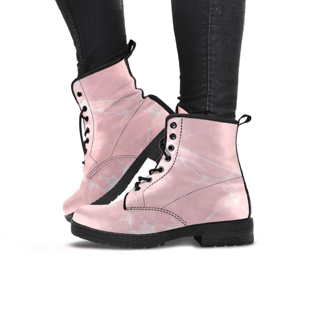 Pink Cracked Marble Women's Boots-grizzshop