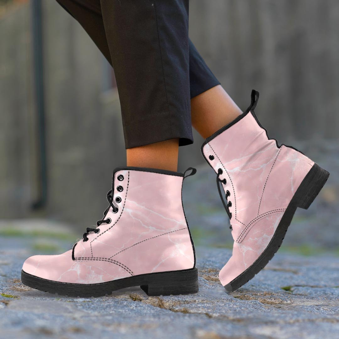 Pink Cracked Marble Women's Boots-grizzshop