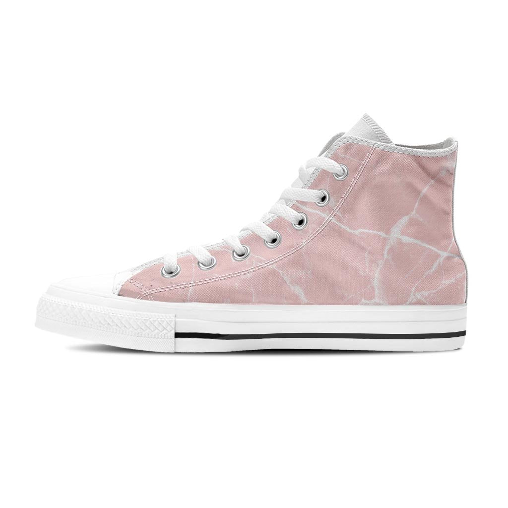 Pink Cracked Marble Women's High Top Shoes-grizzshop
