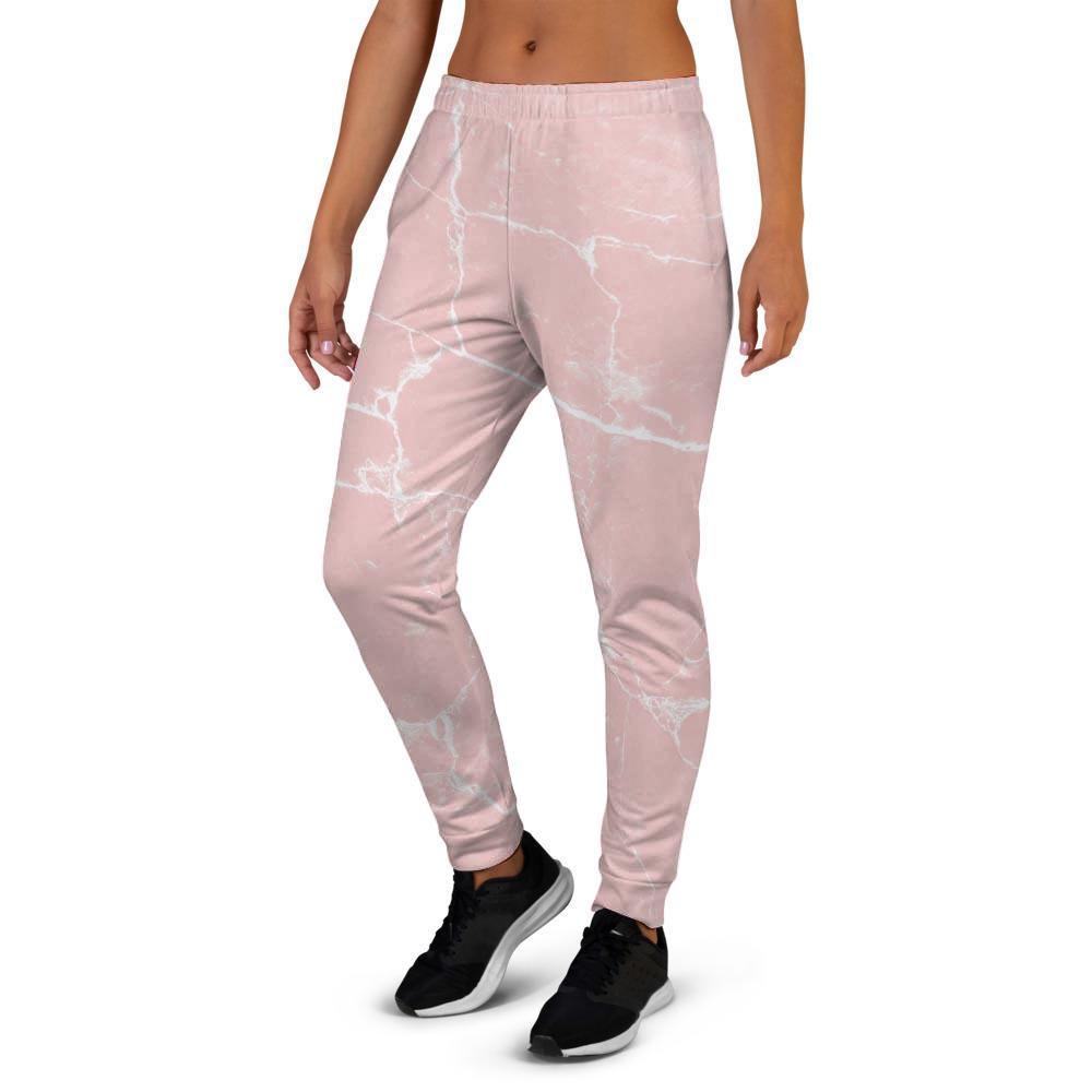 Pink Cracked Marble Women's Joggers-grizzshop