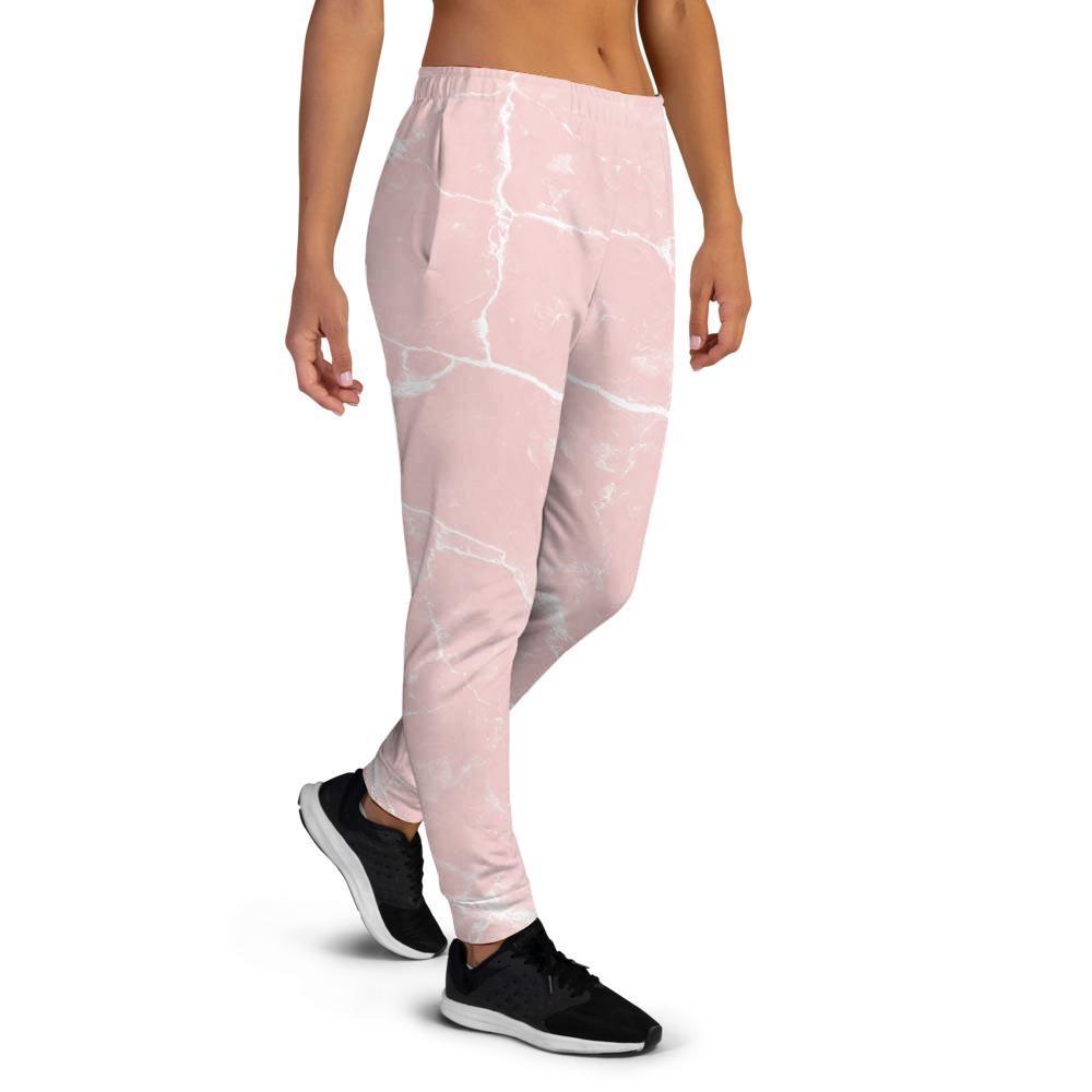 Pink Cracked Marble Women's Joggers-grizzshop