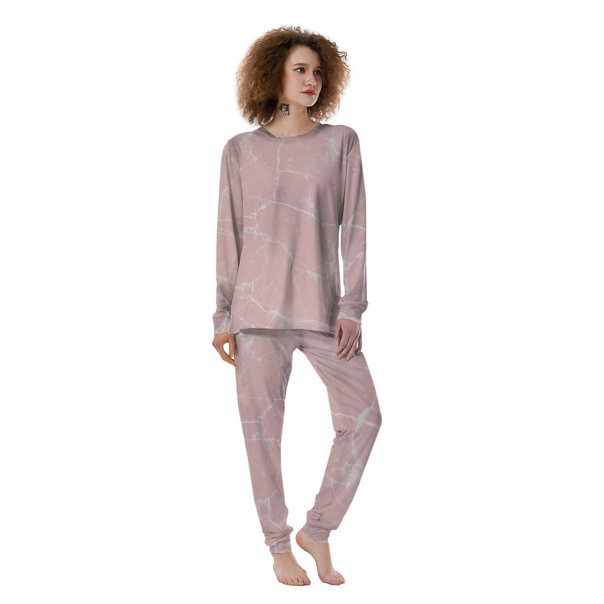 Pink Cracked Marble Women's Pajamas-grizzshop