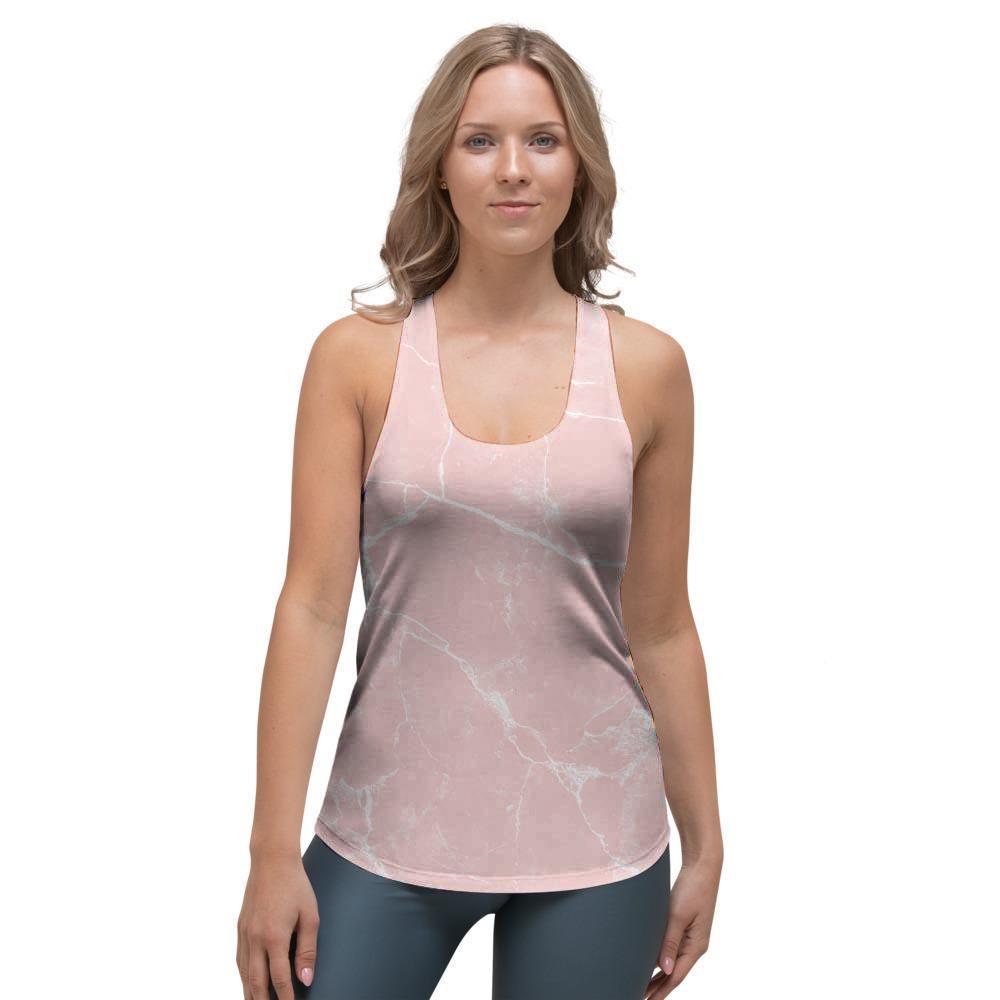 Pink Cracked Marble Women's Racerback Tank Top-grizzshop