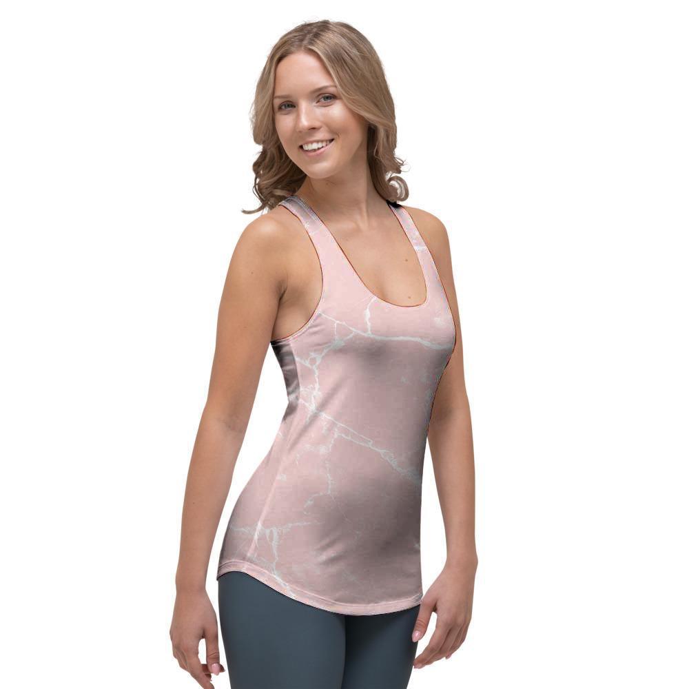 Pink Cracked Marble Women's Racerback Tank Top-grizzshop