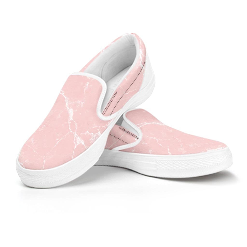 Pink Cracked Marble Women's Slip On Sneakers-grizzshop