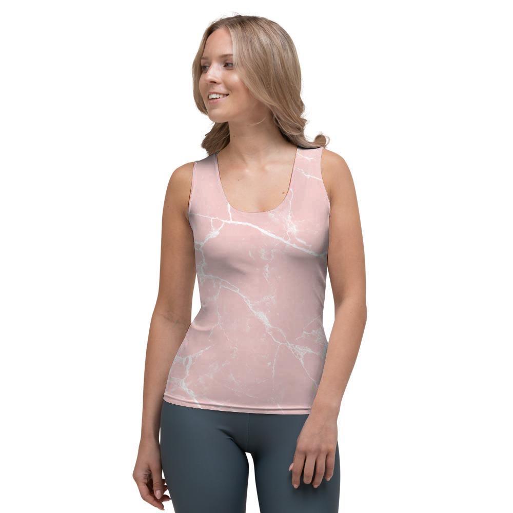 Pink Cracked Marble Women's Tank Top-grizzshop