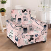 Pink Cute Cat Print Armchair Cover-grizzshop