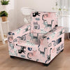 Pink Cute Cat Print Armchair Cover-grizzshop