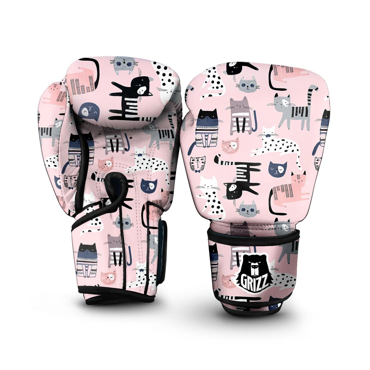 Pink Cute Cat Print Boxing Gloves-grizzshop