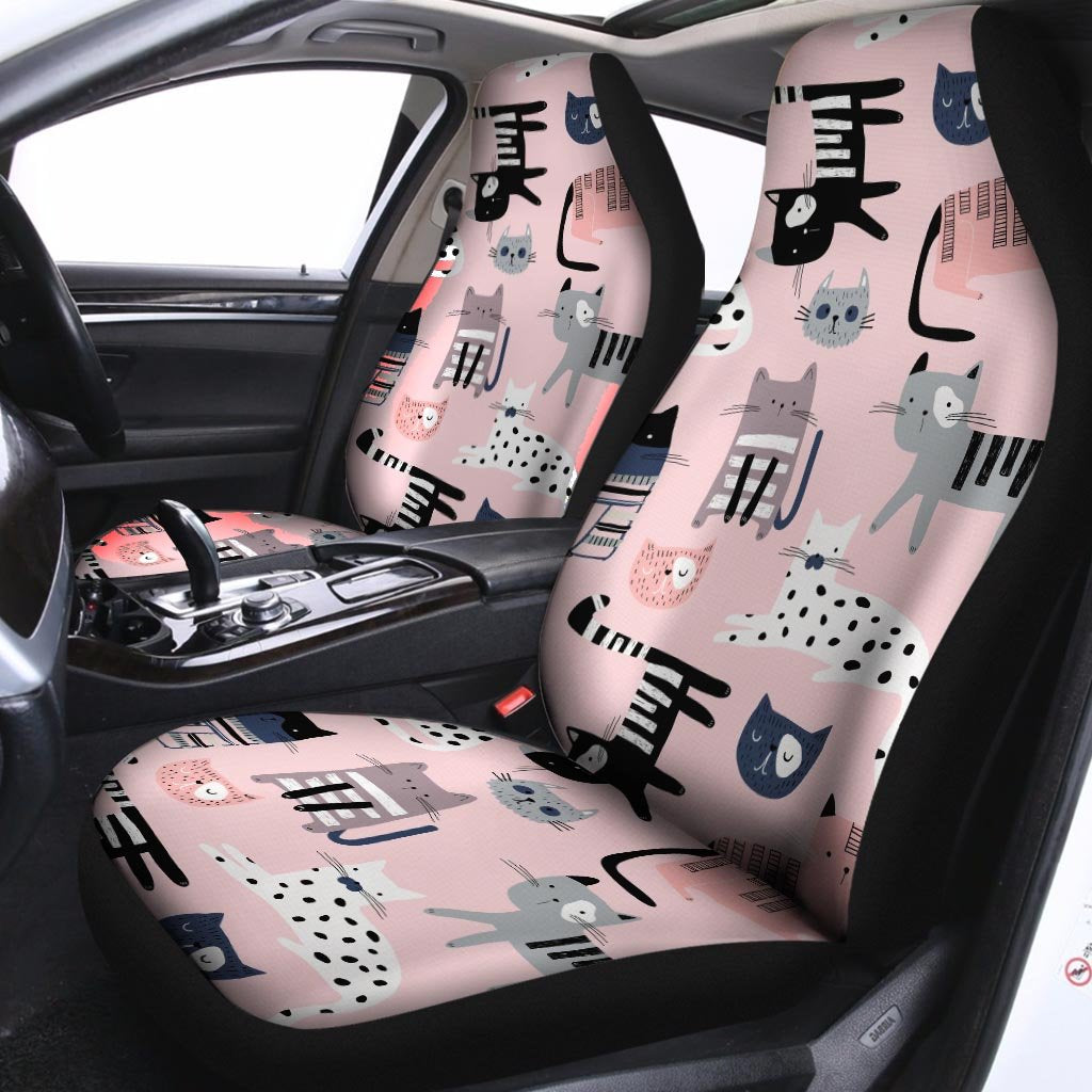 Pink Cute Cat Print Car Seat Covers-grizzshop