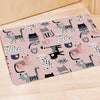 Pink Cute Cat Print Door Mat-grizzshop