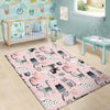 Pink Cute Cat Print Floor Mat-grizzshop