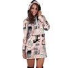 Pink Cute Cat Print Hoodie Dress-grizzshop