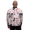 Pink Cute Cat Print Men's Bomber Jacket-grizzshop