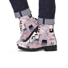 Pink Cute Cat Print Men's Boots-grizzshop